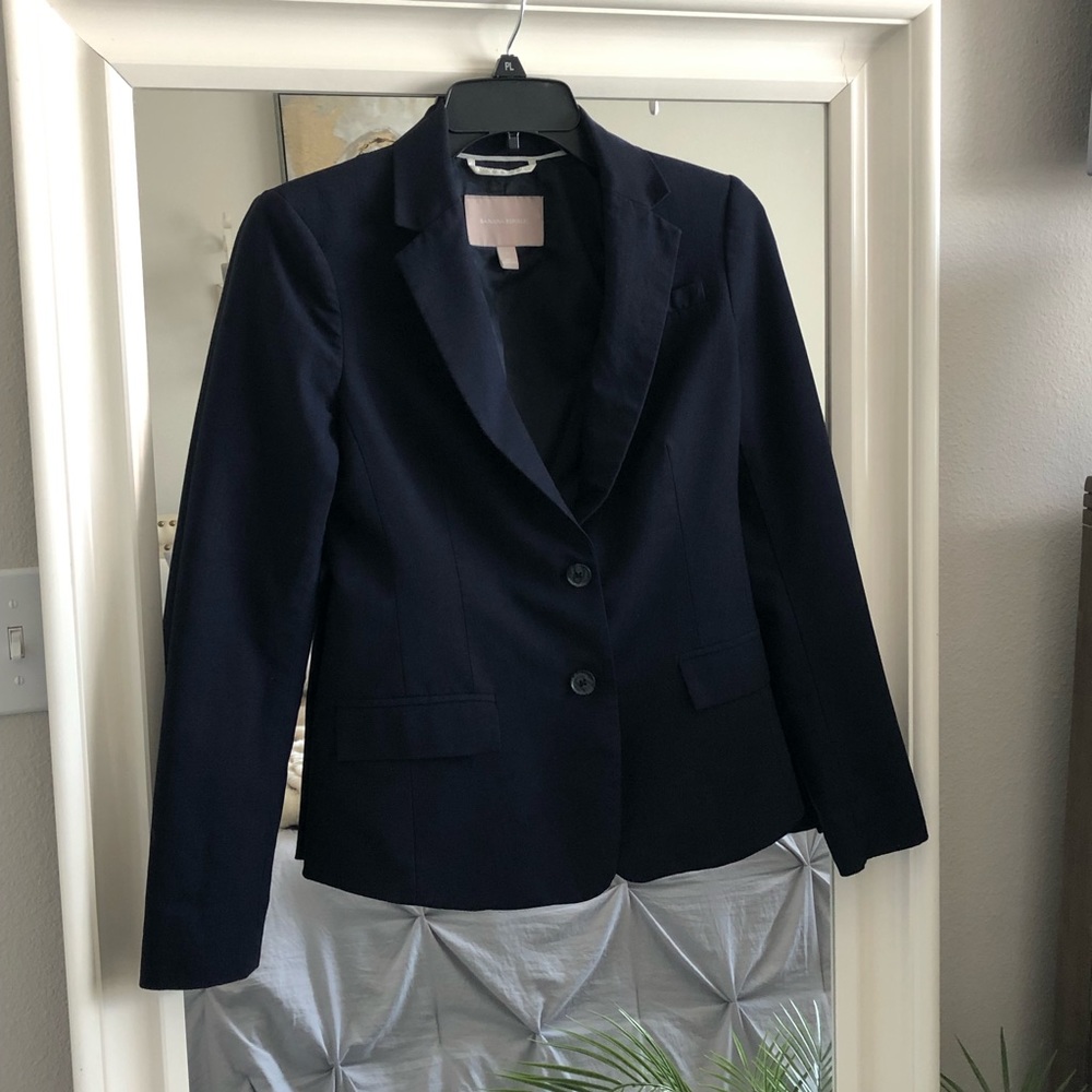 Banana Republic Navy Blue Lined Blazer SZ 0